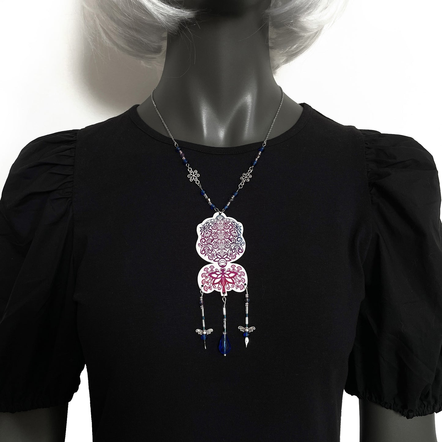 Collier Hellabora bleu-rose