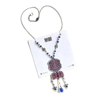 Collier Hellabora bleu-rose