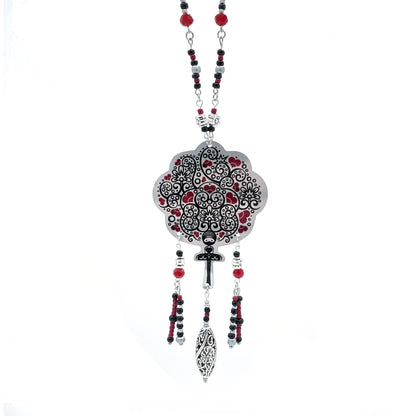 Collier Popiloue coeurs rouges