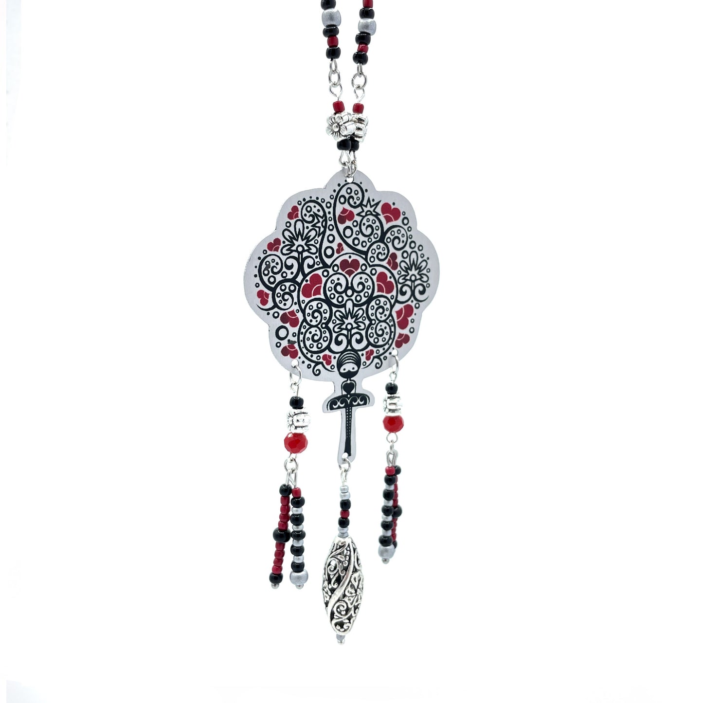 Collier Popiloue coeurs rouges