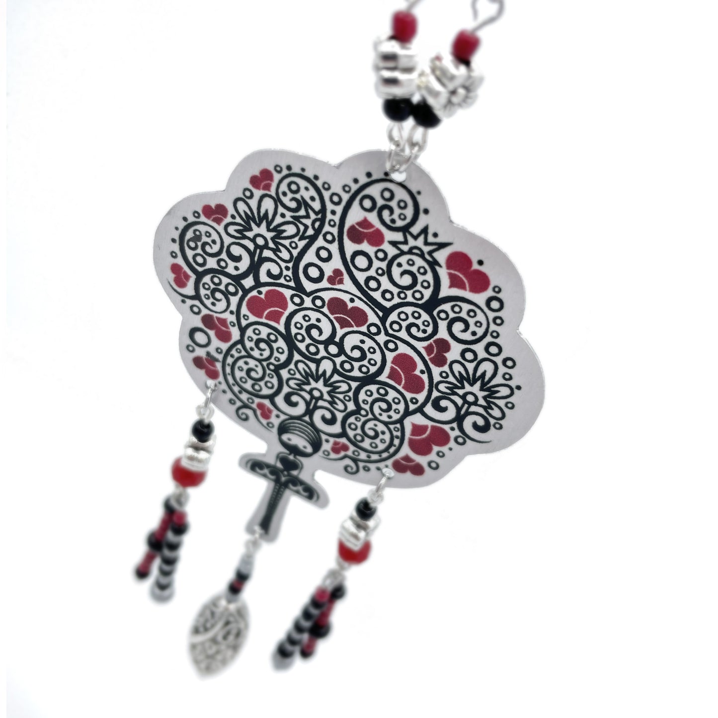 Collier Popiloue coeurs rouges