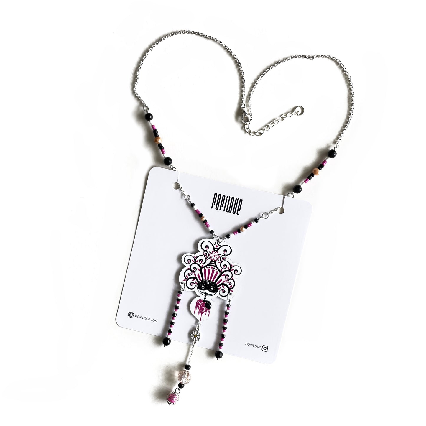 Collier Bettyloue noir et magenta