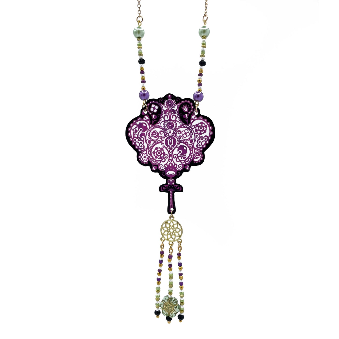 Collier Imperielle noir et magenta