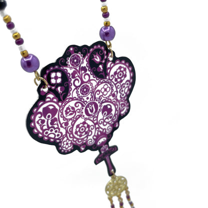 Collier Imperielle noir et magenta