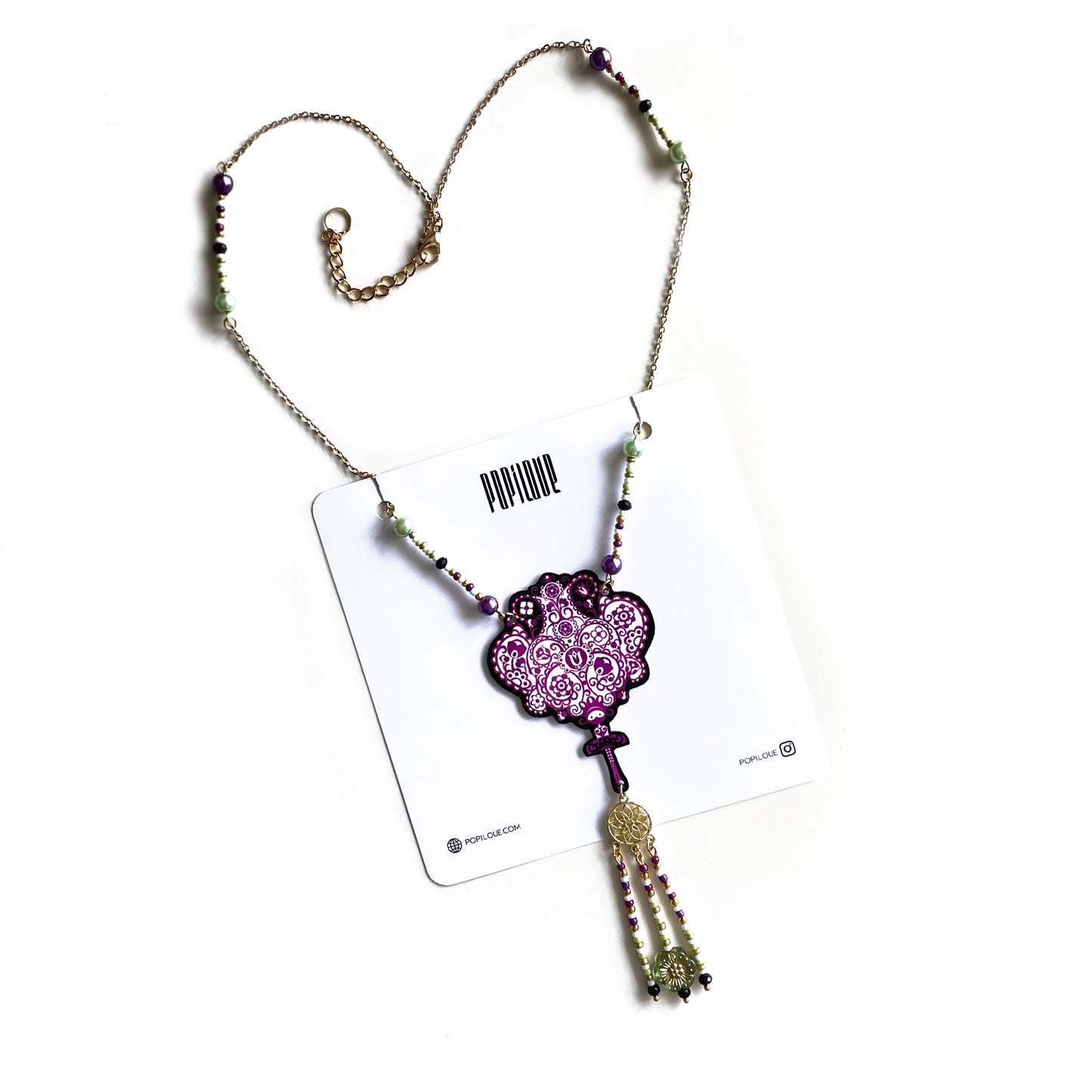 Collier Imperielle noir et magenta