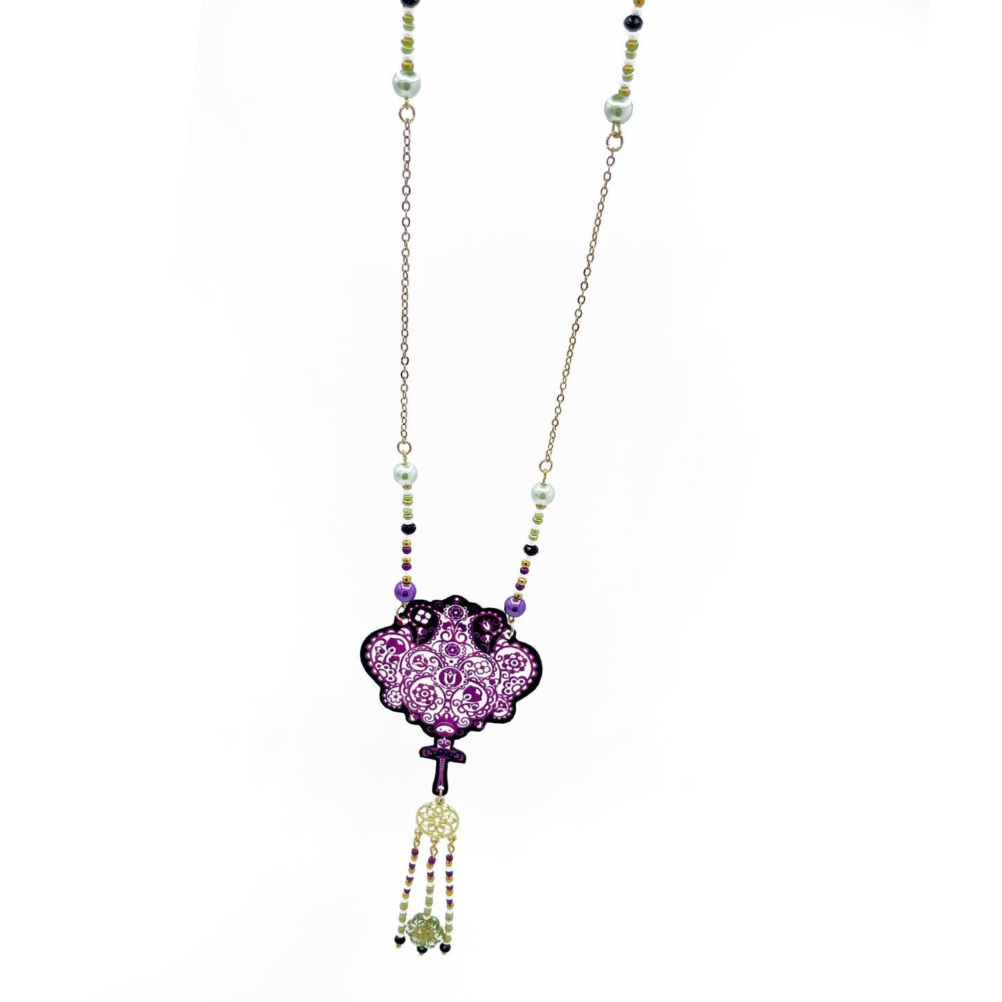 Collier Imperielle noir et magenta