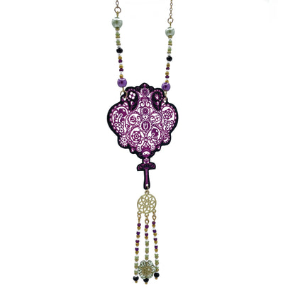 Collier Imperielle noir et magenta