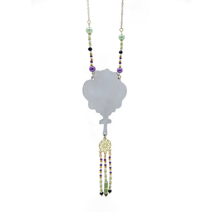 Collier Imperielle noir et magenta