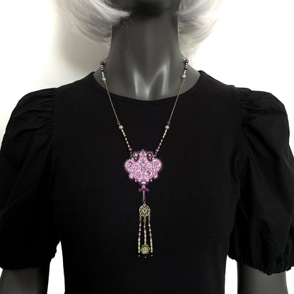 Collier Imperielle noir et magenta