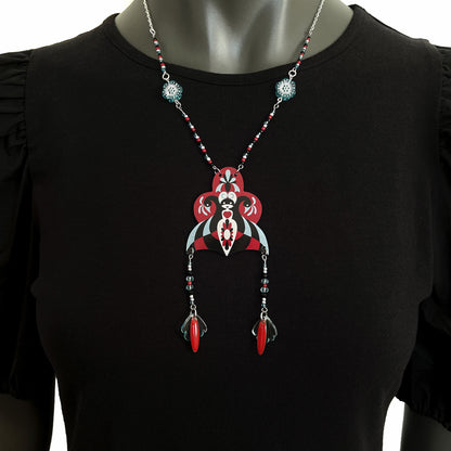 Collier Cynusa aux sequins rouges