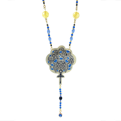 Collier Popiloue aux cœurs bleus