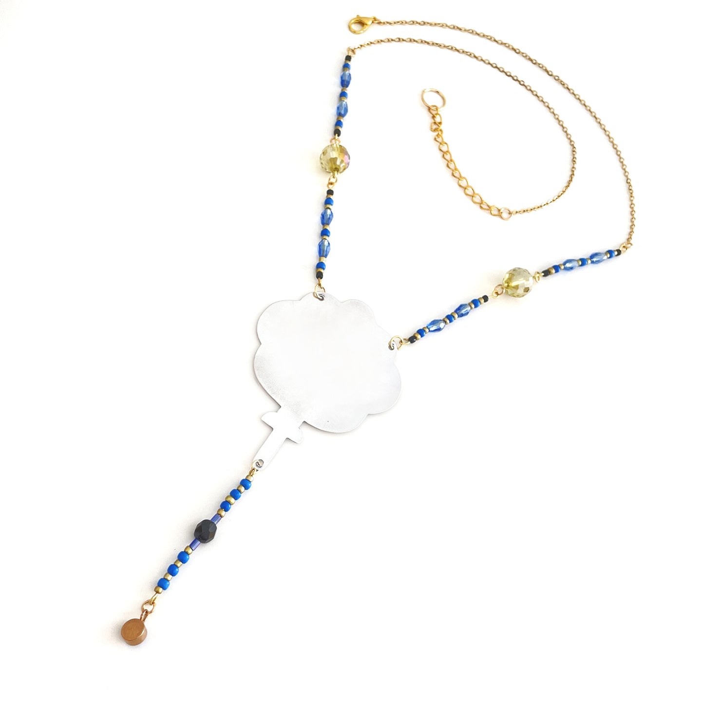 Collier Popiloue aux cœurs bleus