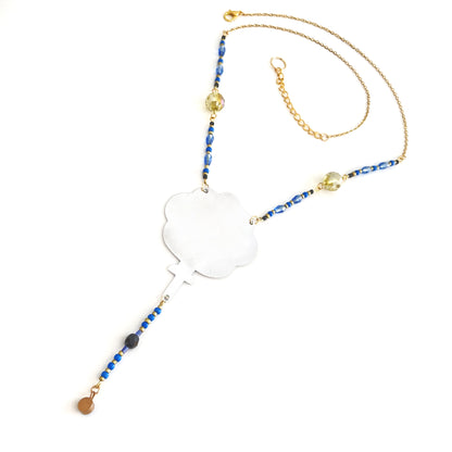 Collier Popiloue aux cœurs bleus