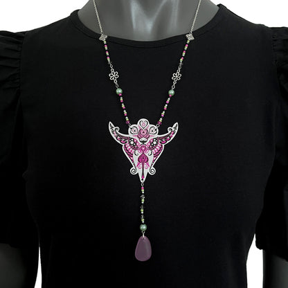 Collier Sylphine à la goutte rose