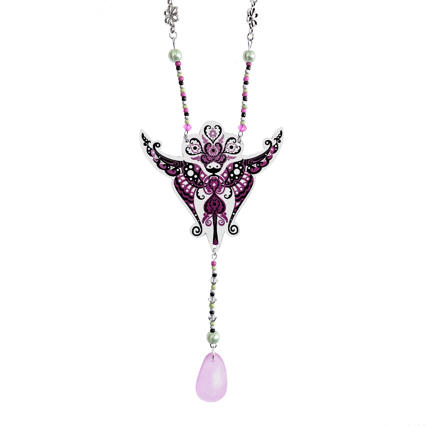 Collier Sylphine à la goutte rose