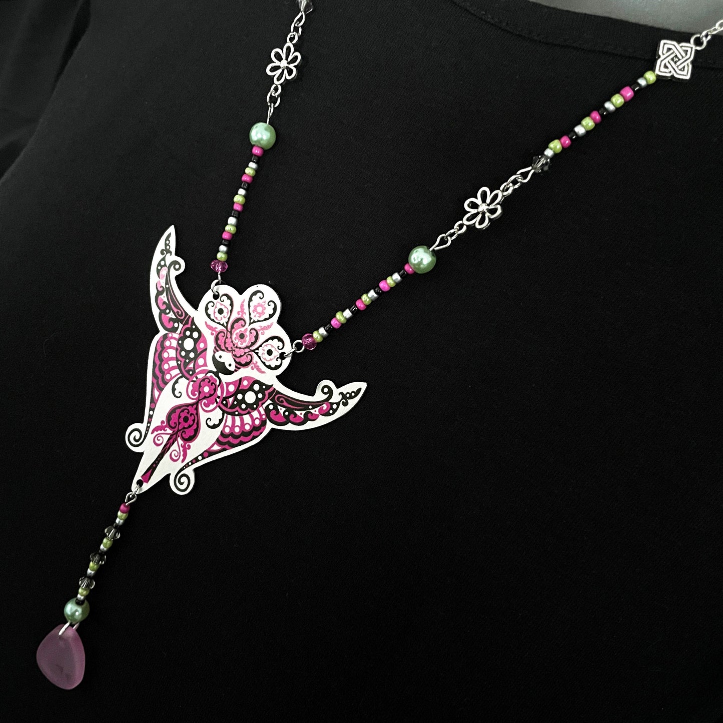 Collier Sylphine à la goutte rose