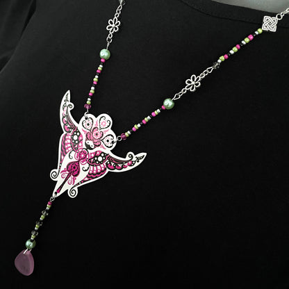 Collier Sylphine à la goutte rose