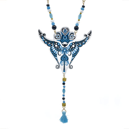 Collier Sylphine au pompon bleu