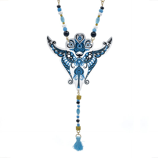 Collier Sylphine au pompon bleu