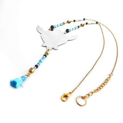 Collier Sylphine au pompon bleu