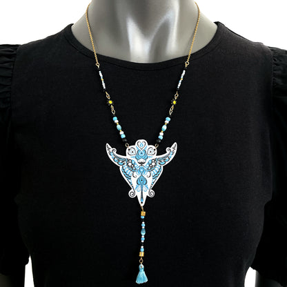 Collier Sylphine au pompon bleu