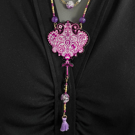 Collier Imperielle au pompon violet