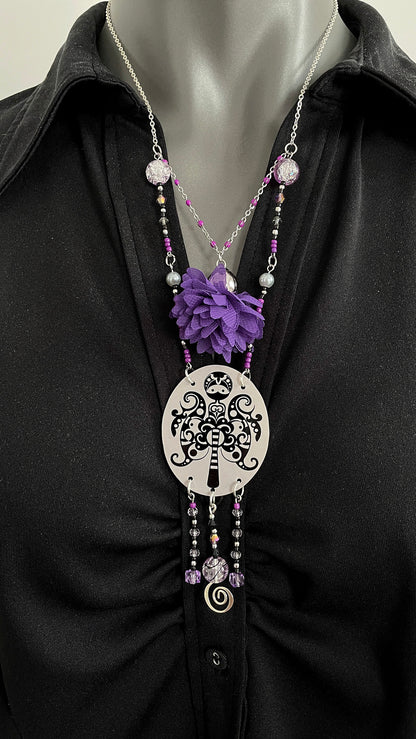 Collier Rosalis à la fleur violette