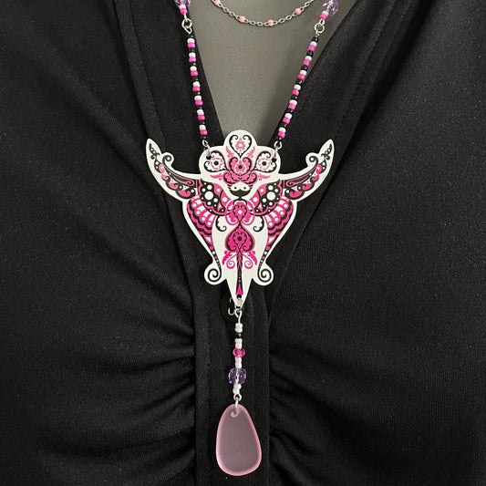 Collier Sylphine à la goutte rose