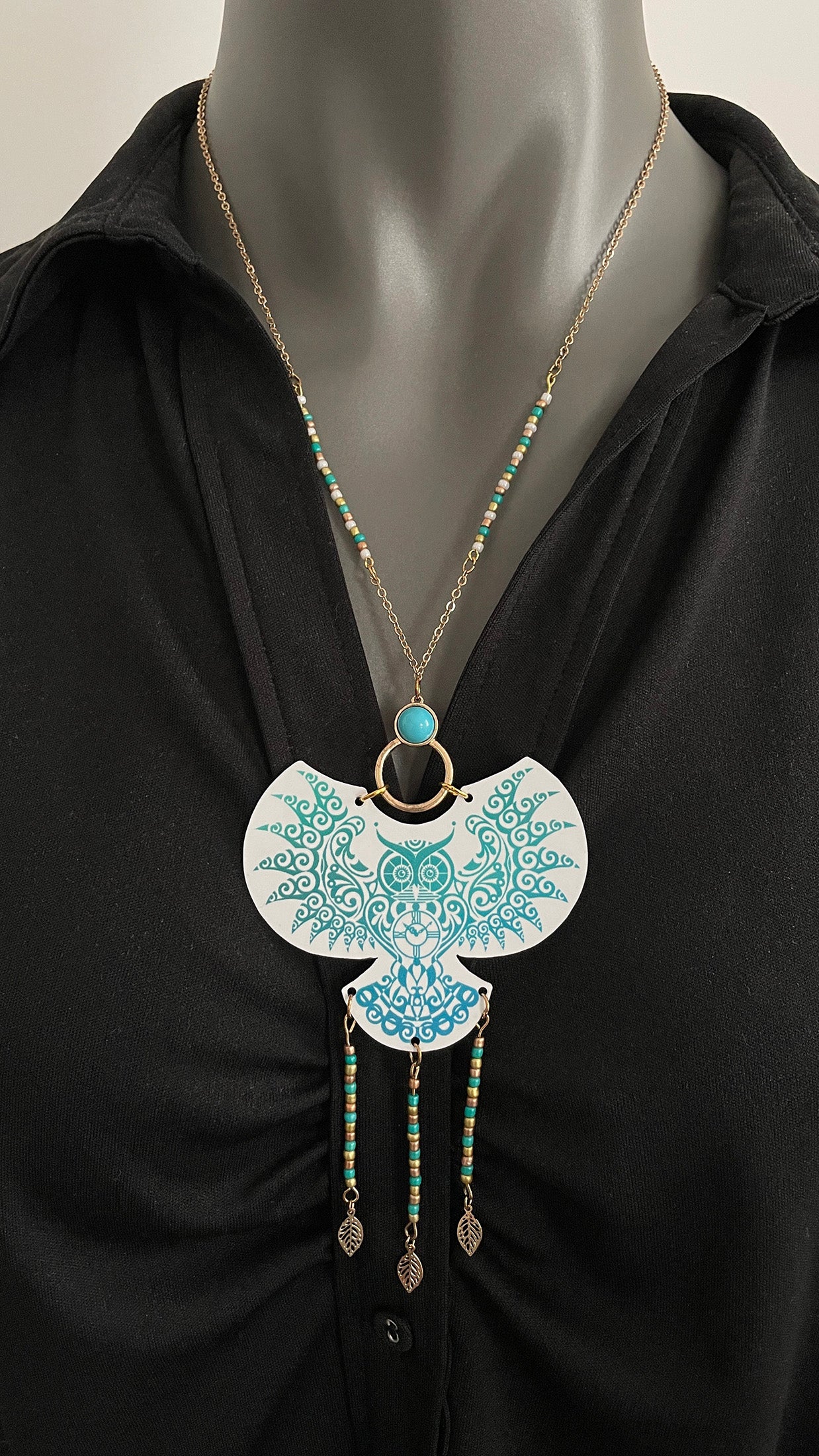 Collier Bubo aux 3 feuilles