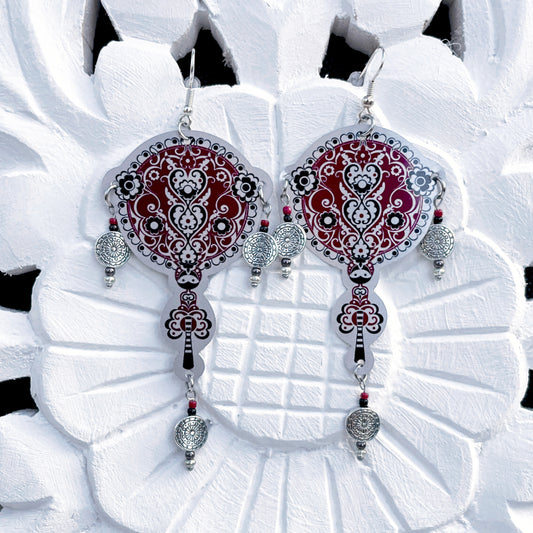 Boucles d'oreilles Rosalis rouge