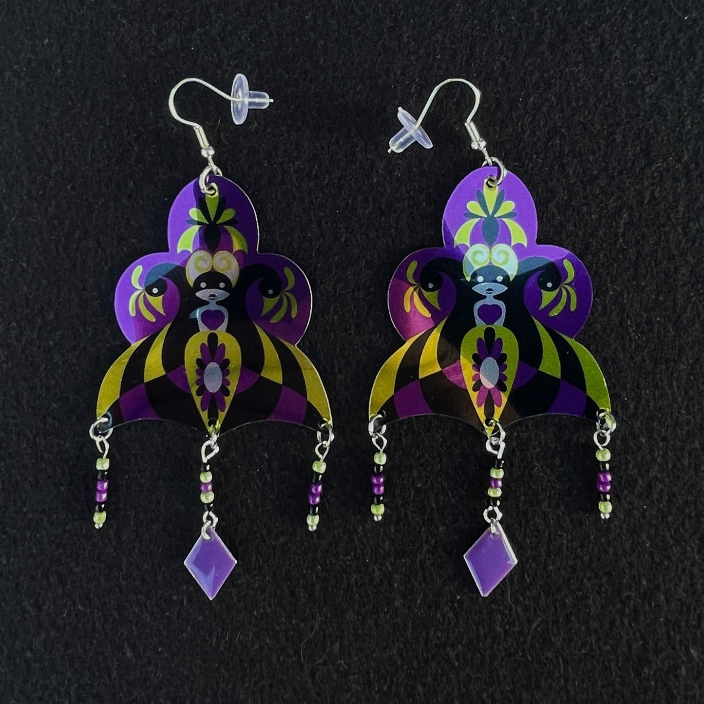 Boucles d'oreilles Cynusa Violet-Jaune