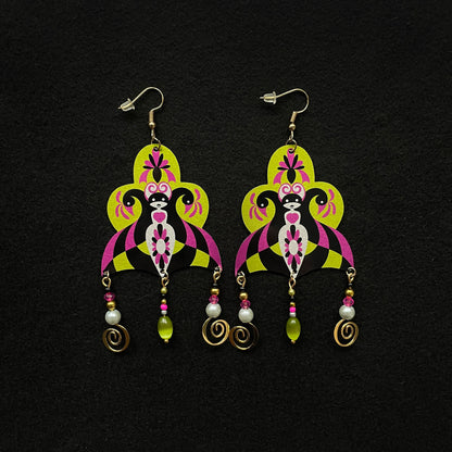 Boucles d'oreilles Cynusa vert-fushia